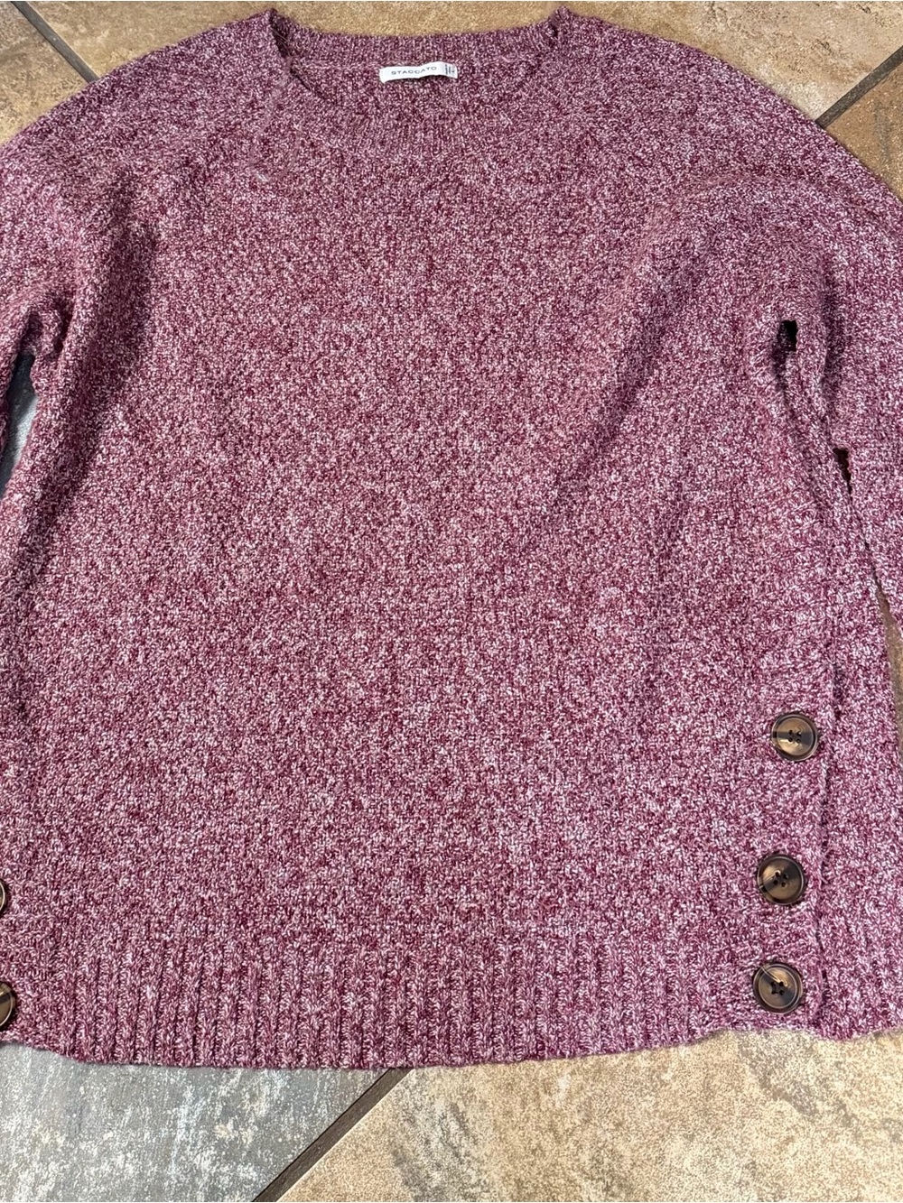 Staccato Mauve Marled Crewneck Sweater with buttons